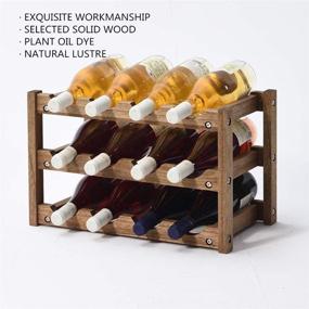 img 2 attached to 🍷 3-Tier Dark Brown Wood Wine Rack (Kirigen 12-Bottle 3DBR) - Free Standing/Countertop Wine Storage Shelf for Displaying and Storing Wine Bottles with Glass Rack - Cabinet Bottle Holder