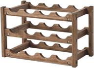 🍷 3-tier dark brown wood wine rack (kirigen 12-bottle 3dbr) - free standing/countertop wine storage shelf for displaying and storing wine bottles with glass rack - cabinet bottle holder логотип