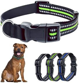 img 4 attached to Aoche Reflective Dog Collar: Adjustable Safety Nylon Pet Collar with Heavy Duty D-Ring for Dogs & Cats