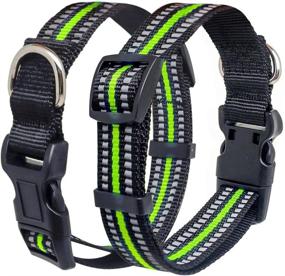 img 3 attached to Aoche Reflective Dog Collar: Adjustable Safety Nylon Pet Collar with Heavy Duty D-Ring for Dogs & Cats