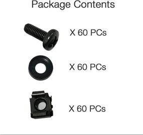 img 2 attached to 🔩 Lancher 60-Pack Black Cage Nuts and Screws for Server Rack Mounts - M6 x 16mm - 1U, 2U, 6U, 12U Cabinets and Shelves
