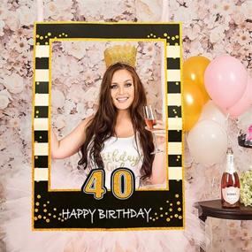 img 3 attached to 🎉 LaVenty Black Gold 40th Birthday Party Photo Booth Props and Frame Set for Memorable 40th Birthday Celebration