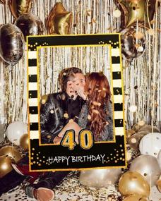 img 2 attached to 🎉 LaVenty Black Gold 40th Birthday Party Photo Booth Props and Frame Set for Memorable 40th Birthday Celebration