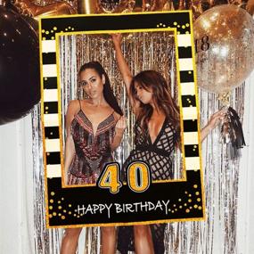 img 4 attached to 🎉 LaVenty Black Gold 40th Birthday Party Photo Booth Props and Frame Set for Memorable 40th Birthday Celebration