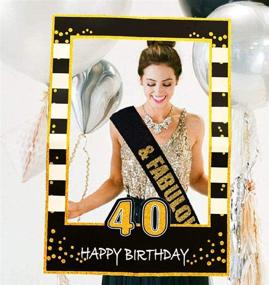 img 1 attached to 🎉 LaVenty Black Gold 40th Birthday Party Photo Booth Props and Frame Set for Memorable 40th Birthday Celebration