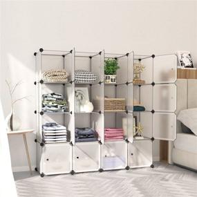 img 3 attached to 📦 White 16-Cube BASTUO Storage Organizer - Plastic DIY Cabinet for Clothes Wardrobe Closet, Portable Modular Bookcase Shelf Cubes with Doors. Ideal for Livingroom, Bedroom.