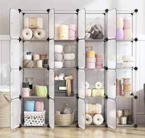 img 2 attached to 📦 White 16-Cube BASTUO Storage Organizer - Plastic DIY Cabinet for Clothes Wardrobe Closet, Portable Modular Bookcase Shelf Cubes with Doors. Ideal for Livingroom, Bedroom.