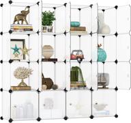 📦 white 16-cube bastuo storage organizer - plastic diy cabinet for clothes wardrobe closet, portable modular bookcase shelf cubes with doors. ideal for livingroom, bedroom. logo