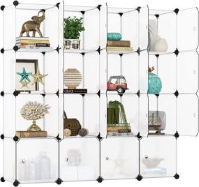 img 4 attached to 📦 White 16-Cube BASTUO Storage Organizer - Plastic DIY Cabinet for Clothes Wardrobe Closet, Portable Modular Bookcase Shelf Cubes with Doors. Ideal for Livingroom, Bedroom.