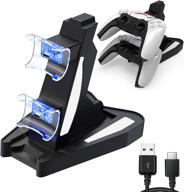 🎮 dlseego ps5 controller charger: compatible usb charging docking station stand for playstation 5 controller - white logo