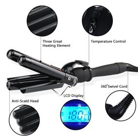 img 1 attached to 🌊 1 Inch Hair Crimper Triple Hair Waver - Beach Waves Curling Iron with LCD Temp Display, Ceramic Hair Curling Wand Dual Voltage Wave Curler - Adjustable Temp Crimper Hair Iron