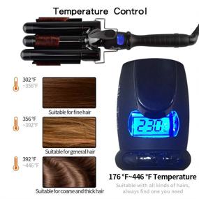 img 3 attached to 🌊 1 Inch Hair Crimper Triple Hair Waver - Beach Waves Curling Iron with LCD Temp Display, Ceramic Hair Curling Wand Dual Voltage Wave Curler - Adjustable Temp Crimper Hair Iron