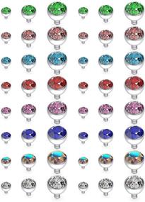 img 3 attached to 🌙 Gadeaila 14G Titanium Dermal Piercing Jewelry with Opal, CZ, and Turquoise Options for Women and Men - Moon, Star, Heart, Ball, and More - Multiple Sizes - 9-48Pcs