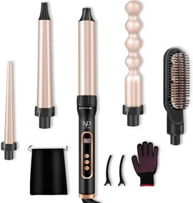 img 4 attached to 🔥 Layado 5-in-1 Curling Iron: Ultimate Hair Styling Set with Straightener Brush, LCD Display, Temperature Control - Includes Glove and Hair Clips