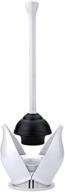 🚽 hideaway toilet plunger with caddy - heavy duty bathroom plungers with holder, white logo