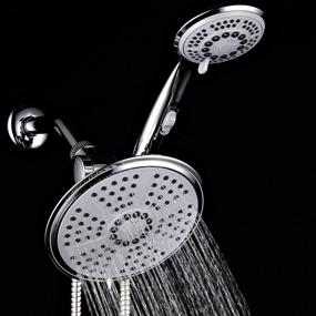 img 1 attached to 🚿 High-Pressure Ultra Luxury Rainfall Combo - HotelSpa 7-inch 5-mode Head, 6-mode Hand Shower with ON/OFF Pause Switch, Water Diverter, Stainless Steel Hose - Top American Brand with Chrome Finish