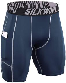 img 4 attached to SILKWORLD Men's Compression Shorts with Convenient Pockets: Ideal for Sports and Running