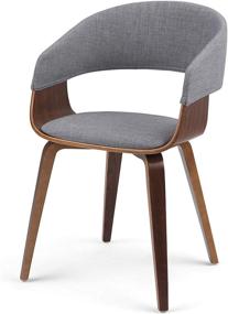 img 3 attached to 🪑 SimpliHome Lowell Bentwood Dining Chair with Light Grey Linen Fabric and Solid Wood Construction, Rounded Upholstered Seat, Perfect for Dining Room, Mid-Century Modern Style