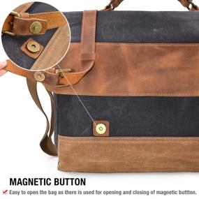 img 2 attached to 🎒 NEWHEY Waterproof Canvas Leather Messenger Bag - Spacious 15.6 Inch Laptop Case, Vintage Retro Style, Grey College Shoulder Bag