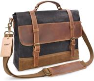 🎒 newhey waterproof canvas leather messenger bag - spacious 15.6 inch laptop case, vintage retro style, grey college shoulder bag logo