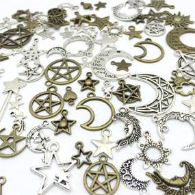 img 3 attached to 🌙 Celestial Mixed Sun Moon Star Charms - JIALEEY Wholesale Bulk Lots Antique Alloy Charms Pendants for Necklace Bracelet Jewelry Making and Crafting, 100g (74PCS)