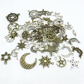 img 1 attached to 🌙 Celestial Mixed Sun Moon Star Charms - JIALEEY Wholesale Bulk Lots Antique Alloy Charms Pendants for Necklace Bracelet Jewelry Making and Crafting, 100g (74PCS)