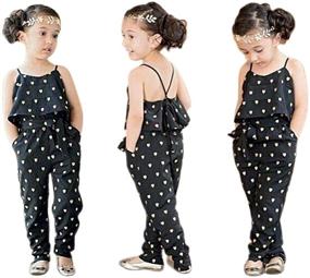 img 4 attached to Floral Corset Romper Jumpsuit Harem Pants Overalls for Toddler Little Girls