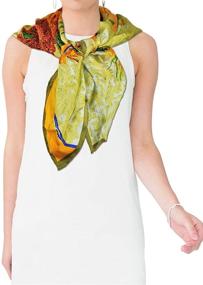 img 2 attached to 🧣 Dahlia Women's Luxury Square Scarf: Elevate Your Style with Trendy Accessories in Scarves & Wraps