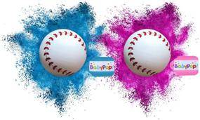 img 3 attached to BabyPop! 2 Gender Reveal Baseballs with Bonus Powder, Team Pink &amp; Team Blue Baby Shower Party Supplies - (1 Pink Girl &amp; 1 Blue Boy Baseball) - By BabyPop!