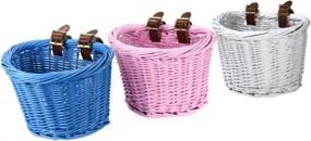 img 3 attached to 🚲 YEHTEH Wicker Kid Bike Basket: Vibrant Bicycle Basket for Junior's Bike, Large Size (L10 x W8x H7 inch)