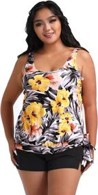 img 3 attached to 👙 Women's Plus Size Tankini Swimsuits Set with Printed Tummy Control - Two Piece Bathing Suits with Boyshorts