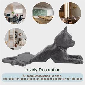 img 2 attached to 🐱 Rustic Cat Cast Iron Door Stopper - Heavy Decorative Door Wedge for Bedroom, Bath, and Exterior Doors (2.9x6.1 inches)