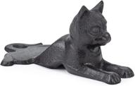 🐱 rustic cat cast iron door stopper - heavy decorative door wedge for bedroom, bath, and exterior doors (2.9x6.1 inches) логотип