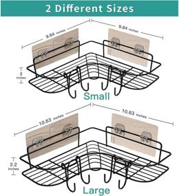 img 3 attached to 2-Pack Corner Shower Caddy: Wall-Mounted Stainless Steel 🛁 Organizer for Bathroom and Kitchen with Adhesive and Hooks- Black