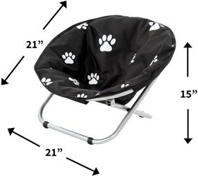 img 3 attached to 🐾 Etna Portable Folding Pet Cot Chair - Black & White Water-Resistant Paw Print Cushion - Round Elevated Cat Bed - Papasan Chair for Small Dogs