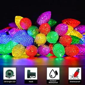 img 2 attached to 🍓 Commercial LED Strawberry String Lights - 100 LED C9 Christmas Lights 66ft Green Wire for Outdoor Indoor Xmas Decor - Decorative Light Strand for Garden Yard Party Home Wreath Garland Christmas Tree (RGB)