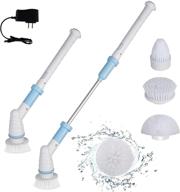 360 cordless electric spin scrubber for efficient bathroom cleaning - 3 replaceable shower scrubber brush heads and extension handle - powerful electric cleaning brush logo