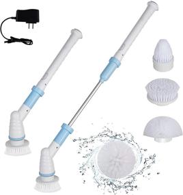 img 4 attached to 360 Cordless Electric Spin Scrubber for Efficient Bathroom Cleaning - 3 Replaceable Shower Scrubber Brush Heads and Extension Handle - Powerful Electric Cleaning Brush