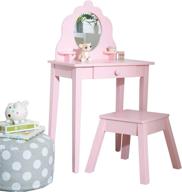 🎀 kidkraft pink wooden vanity & stool - medium size, children's furniture, kids' bedroom storage, ideal gift for ages 3-8 logo