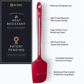 img 2 attached to DI ORO Large Silicone Spatula - Heat-Resistant - Seamless Design - Pro-Grade Non-Stick - Stainless Steel S-Core - (RED)