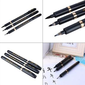 img 3 attached to 🖌️ 3 Pieces Portable Pocket Chinese Japanese Calligraphy Shodo Brush Ink Pen for Writing, Drawing & Crafts