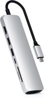 💻 satechi usb-c slim multi-port with ethernet adapter - 4k hdmi, gigabit ethernet, usb-c pd charging - macbook pro, ipad pro, microsoft laptop 3 (silver) логотип