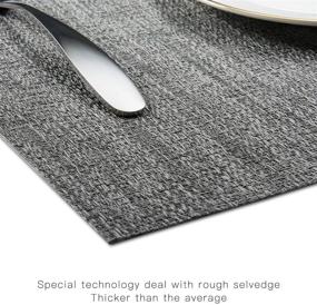 img 3 attached to BETEAM Grey Placemats: Stain Resistant, Anti-Skid, Washable PVC Table Mats - Set of 6