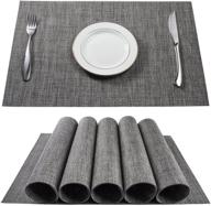 beteam grey placemats: stain resistant, anti-skid, washable pvc table mats - set of 6 logo