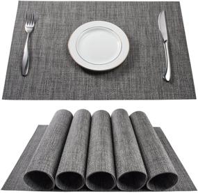 img 4 attached to BETEAM Grey Placemats: Stain Resistant, Anti-Skid, Washable PVC Table Mats - Set of 6