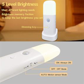 img 2 attached to 🔦 Dimmable Indoor Motion Sensor Night Light - Rechargeable LED Night Light with 2000mAh Battery - Portable Motion Activated Night Light for Kids Room, Bathroom, Living Room, Bedroom