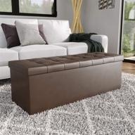 🪑 43-inch foldable bench seat storage ottoman with square tufting-foot rest - brown faux leather (holds up to 330 lbs) logo