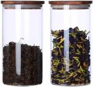 ☕️ kkc home accents glass canister with wood lid - airtight tea and coffee container for loose leaf tea, coffee beans, and more! (39 fluid-oz) логотип