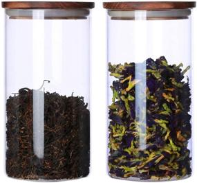 img 4 attached to ☕️ KKC HOME ACCENTS Glass Canister with Wood Lid - Airtight Tea and Coffee Container for Loose Leaf Tea, Coffee Beans, and More! (39 Fluid-oz)