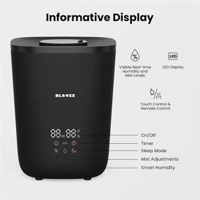 img 1 attached to 🌬️ 4.5L Top-Fill Cool Mist Humidifier - BLOVES for Bedroom Large, Baby room, Essential Oil Diffuser, Whisper Quiet, Auto Shut-off, Sleep Mode, LED display Customized Humidity, Remote Control